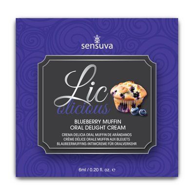 Пробник гелю для мінету, смак Чорничного кексу, оліїстий Sensuva Lic-o-licious Blueberry Muffin (6 мл) SX0662 фото