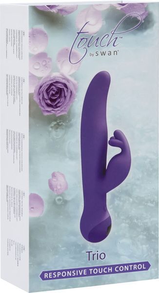 Вібратор-кролик, сенсорне керування, ротація, діаметр 3,8 см - Touch by SWAN Trio Purple SO7767 фото