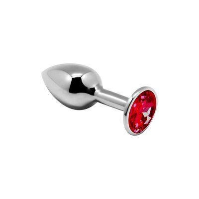 Металева анальна пробка з червоним кристалом, розмір S - Alive Mini Metal Butt Plug Red S SO6010 фото