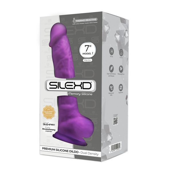 Фалоімітатор, двошаровий, силікон + Silexpan, діаметр 3,8 см - SilexD Johnny Purple (MODEL 1 size 7in) SO8210 фото