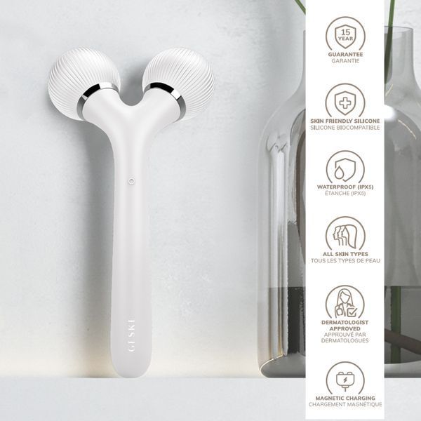 Електронний ультразвуковий ролик для обличчя та тіла GESKE Sonic Facial&Body Roller 4в1 white HB0039 фото