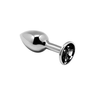 Металева анальна пробка з чорним кристалом, розмір S - Alive Mini Metal Butt Plug Black S SO6011 фото