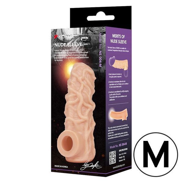 Насадка на член, потовщувальна, стимулюючий рельєф, розмір M - Kokos Nude Sleeve NS 004 M SX1477 фото