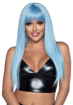 Довга блакитна перука, гладенька, 61 см - Leg Avenue Long straight bang wig Blue SX1041 фото