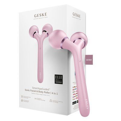 Електронний ультразвуковий ролик для обличчя та тіла GESKE Sonic Facial&Body Roller 4в1 pink HB0037 фото
