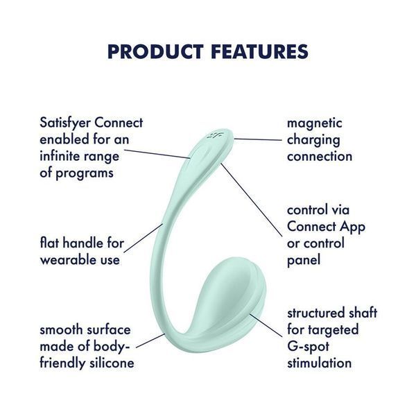 Віброяйце Satisfyer Smooth Petal Connect App Mint SX0666 фото