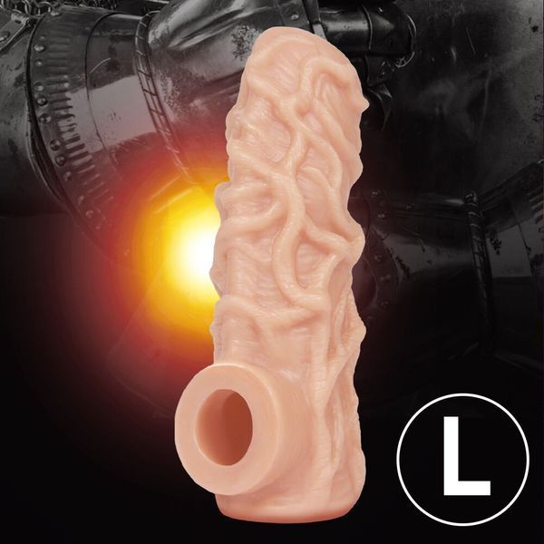 Насадка на член, потовщувальна, стимулюючий рельєф, розмір L - Kokos Nude Sleeve NS 004 L SX1478 фото