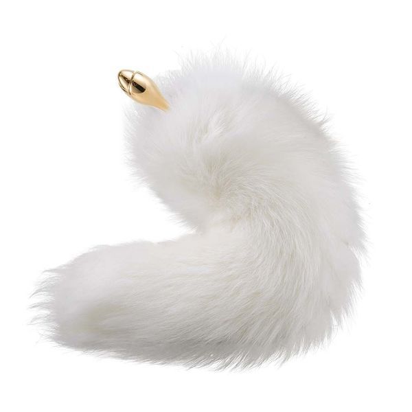 Металева анальна пробка Лисячий хвіст LOCKINK SEVANDA White Fox-Tail Anal Rose-shape Plug SX0866 фото