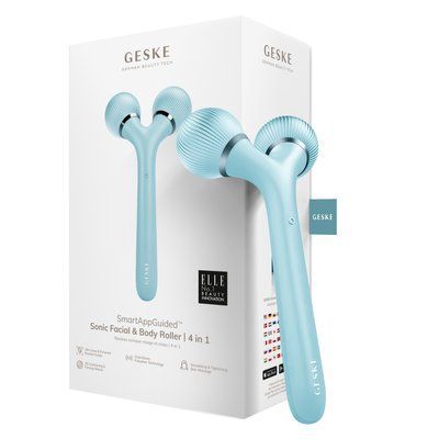 Електронний ультразвуковий ролик для обличчя та тіла GESKE Sonic Facial&Body Roller 4в1 turquoise HB0036 фото