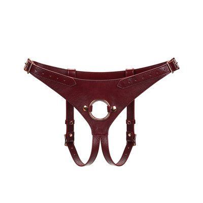 Шкіряні трусики для страпона Liebe Seele Wine Red Strap on Harness SO9464 фото