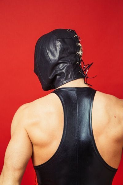 Закрита шкіряна маска зі шнурівкою D&A Deprivation mask Leather SO9560 фото