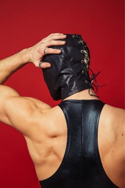 Закрита шкіряна маска зі шнурівкою D&A Deprivation mask Leather SO9560 фото
