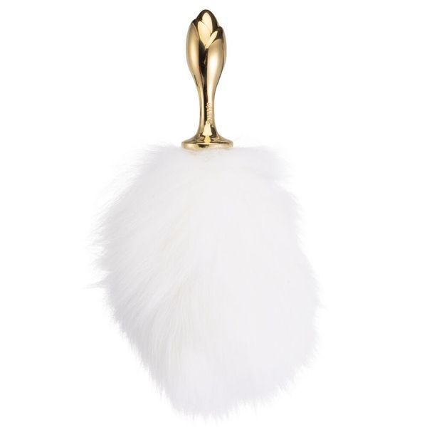 Металева анальна пробка Кролячий хвіст LOCKINK SEVANDA White Bunny-Tail Anal Rose-shape Plug SX0867 фото