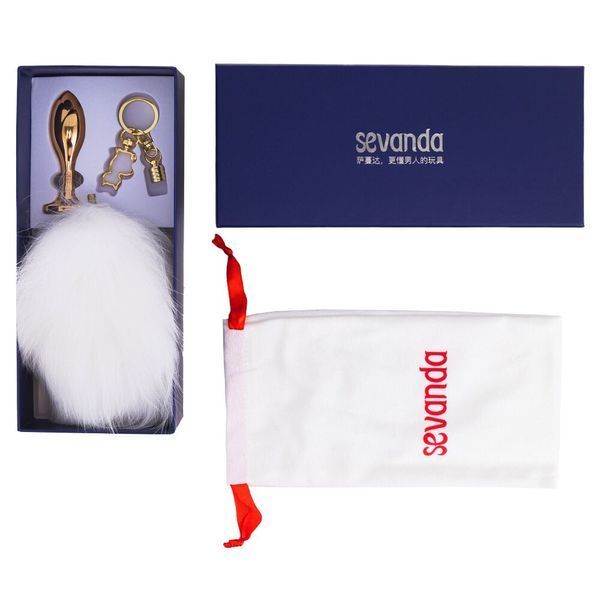 Металева анальна пробка Кролячий хвіст LOCKINK SEVANDA White Bunny-Tail Anal Rose-shape Plug SX0867 фото