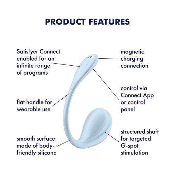 Віброяйце Satisfyer Smooth Petal Connect App Light Blue SX0667 фото