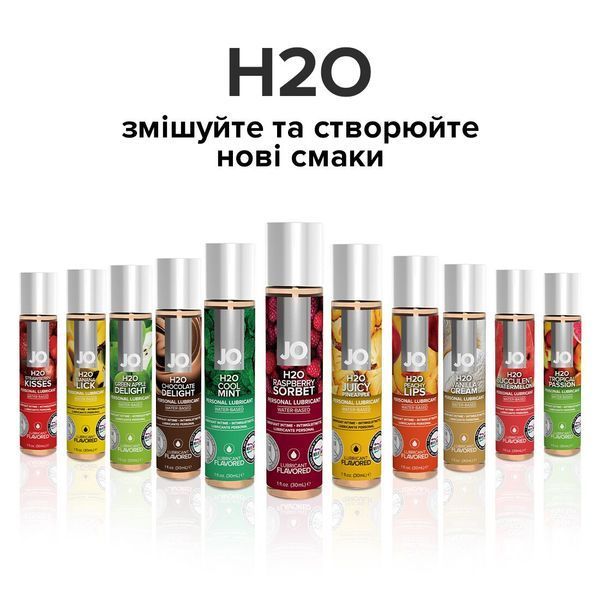 Лубрикант зі смаком Малинового сорбету, на водній основі, без цукру, рослинний гліцерин &ndash; System JO H2O (30 мл) SO1468 фото