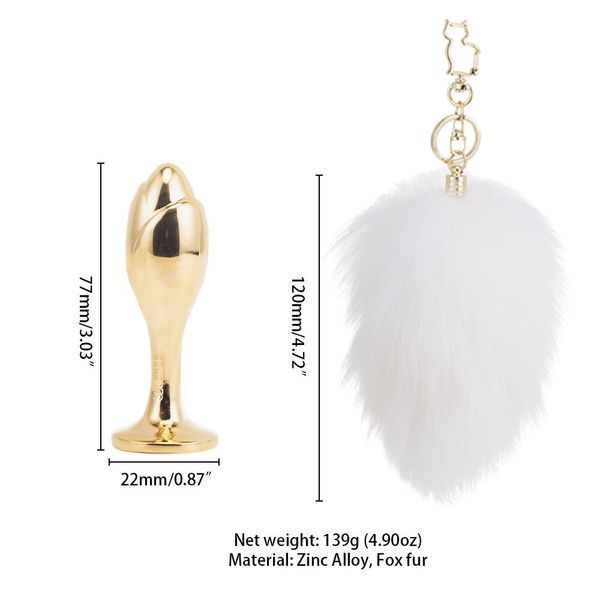 Металева анальна пробка Кролячий хвіст LOCKINK SEVANDA White Bunny-Tail Anal Rose-shape Plug SX0867 фото