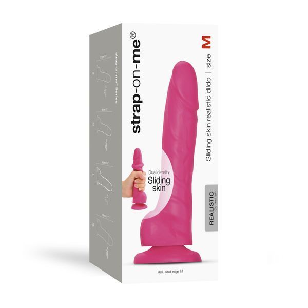Реалістичний фалоімітатор Strap-On-Me Sliding Skin Realistic Dildo Fuchsia - M, ефект рухливої шкіри SO6255 фото
