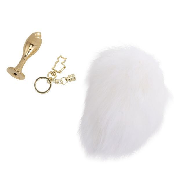 Металева анальна пробка Кролячий хвіст LOCKINK SEVANDA White Bunny-Tail Anal Rose-shape Plug SX0867 фото