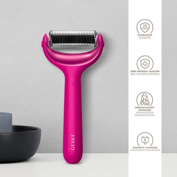 Електронний ролер для обличчя та тіла з мікроголками GESKE MicroNeedle Face&Body Roller 8в1 magenta HB0197 фото