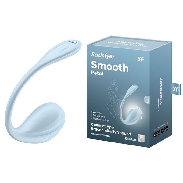 Віброяйце Satisfyer Smooth Petal Connect App Light Blue SX0667 фото