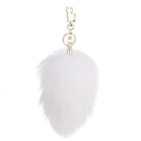 Металева анальна пробка Кролячий хвіст LOCKINK SEVANDA White Bunny-Tail Anal Pear-shape Plug SX0868 фото