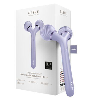 Електронний ультразвуковий ролик для обличчя та тіла GESKE Sonic Facial&Body Roller 4в1 violet HB0034 фото