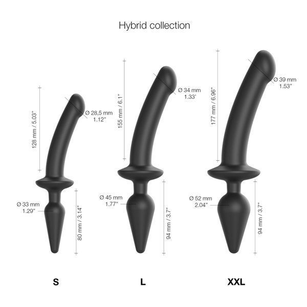 Анальна пробка з дилдо 2в1, розмір S, діаметр 3,3/2,9 см - Strap-On-Me SWITCH PLUG-IN DILDO No. 1 SO6826 фото