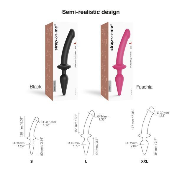 Анальна пробка з дилдо 2в1, розмір S, діаметр 3,3/2,9 см - Strap-On-Me SWITCH PLUG-IN DILDO No. 1 SO6826 фото
