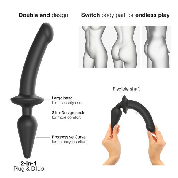 Анальна пробка з дилдо 2в1, розмір S, діаметр 3,3/2,9 см - Strap-On-Me SWITCH PLUG-IN DILDO No. 1 SO6826 фото