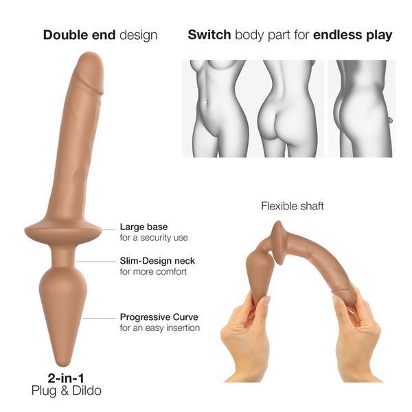 Анальна пробка з дилдо 2в1, розмір S, діаметр 3,3/2,9 см - Strap-On-Me SWITCH PLUG-IN REALISTIC DILDO No. 2 SO6827 фото