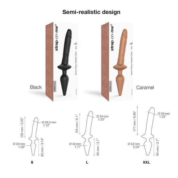 Анальна пробка з дилдо 2в1, розмір S, діаметр 3,3/2,9 см - Strap-On-Me SWITCH PLUG-IN REALISTIC DILDO No. 2 SO6827 фото