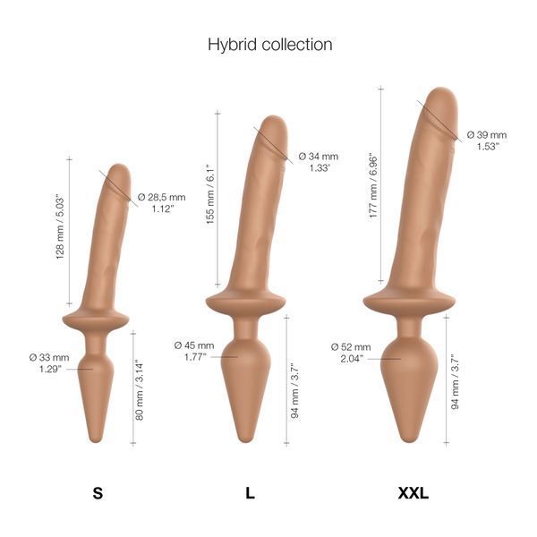 Анальна пробка з дилдо 2в1, розмір S, діаметр 3,3/2,9 см - Strap-On-Me SWITCH PLUG-IN REALISTIC DILDO No. 2 SO6827 фото
