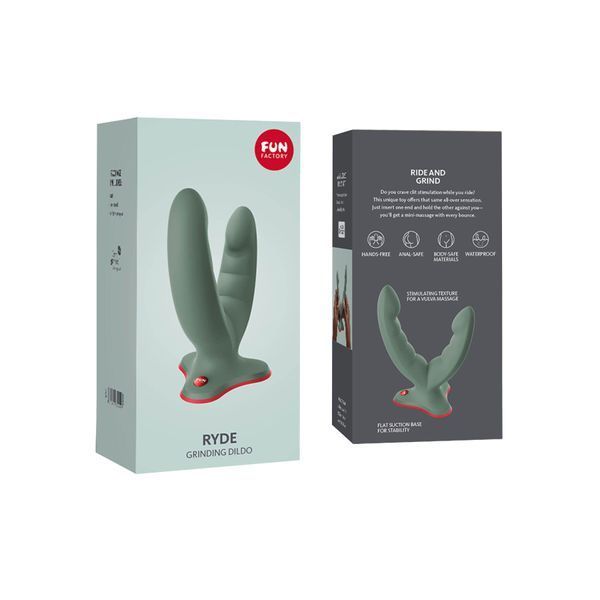 Подвійний фалоімітатор Fun Factory RYDE wild olive, гнучкі стовбури, присоска SX0975 фото