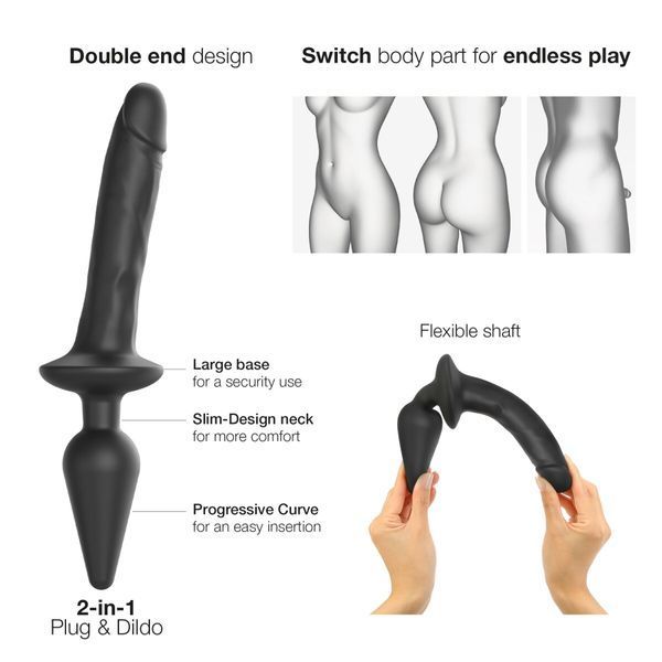 Анальна пробка з дилдо 2в1, розмір L, діаметр 4,5/3,4 см - Strap-On-Me SWITCH PLUG-IN REALISTIC DILDO No. 2 SO6828 фото