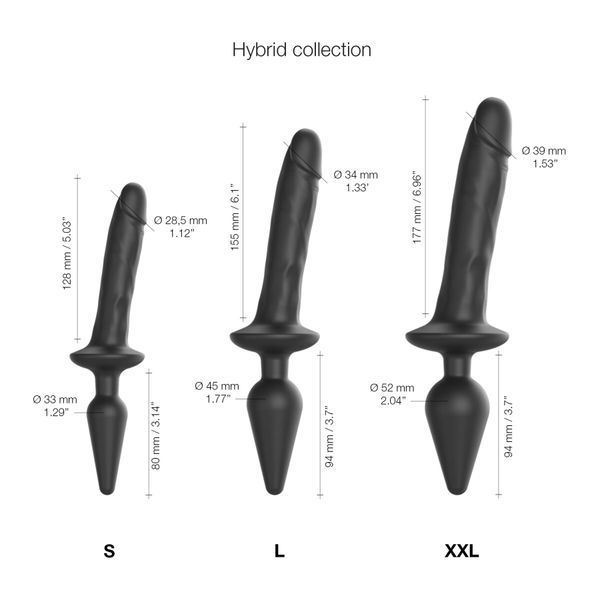 Анальна пробка з дилдо 2в1, розмір L, діаметр 4,5/3,4 см - Strap-On-Me SWITCH PLUG-IN REALISTIC DILDO No. 2 SO6828 фото