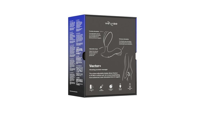 Смарт-вібромасажер простати, пульт ДУ, регульований кут нахилу We-Vibe Vector+ CHARCOAL BLACK SO8241 фото