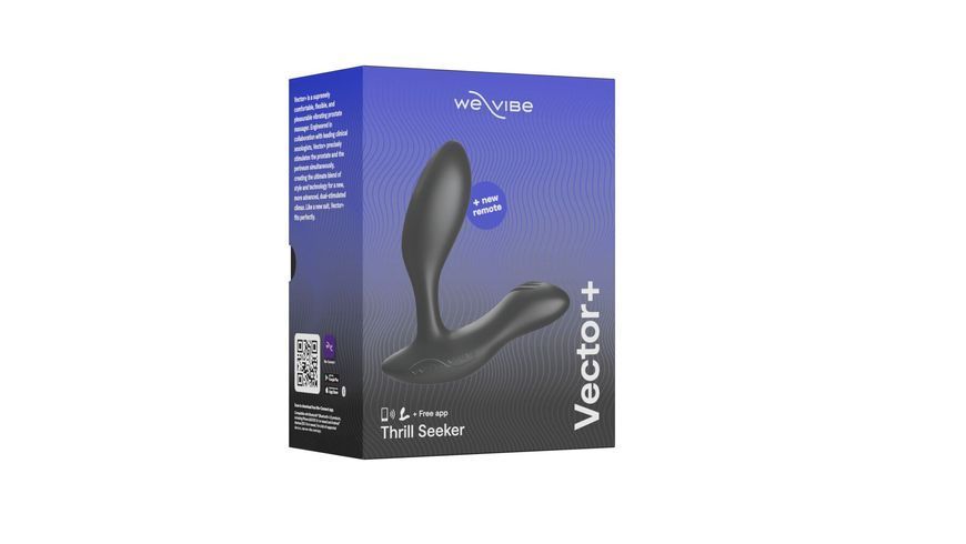 Смарт-вібромасажер простати, пульт ДУ, регульований кут нахилу We-Vibe Vector+ CHARCOAL BLACK SO8241 фото