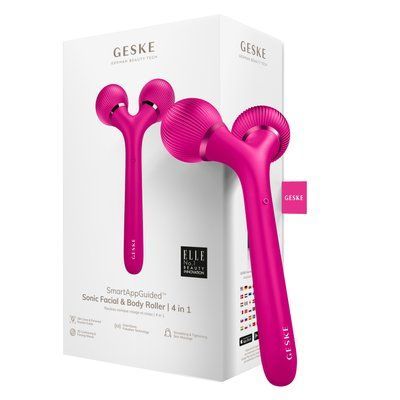 Електронний ультразвуковий ролик для обличчя та тіла GESKE Sonic Facial&Body Roller 4в1 magenta HB0031 фото