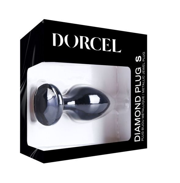 Металева анальна пробка з чорним кристалом, розмір S - Dorcel Diamond Plug SO7808 фото
