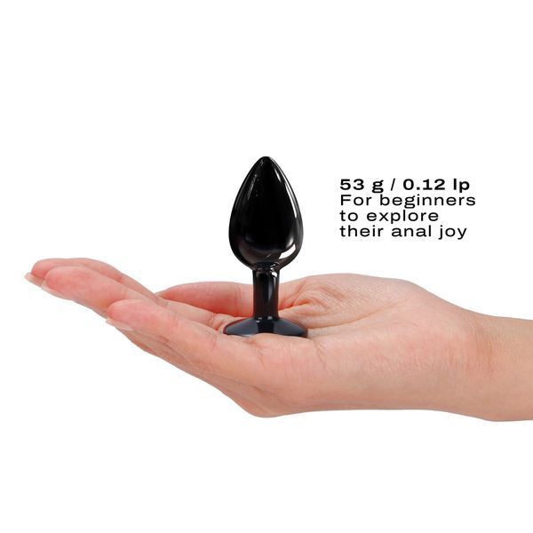 Металева анальна пробка з чорним кристалом, розмір S - Dorcel Diamond Plug SO7808 фото