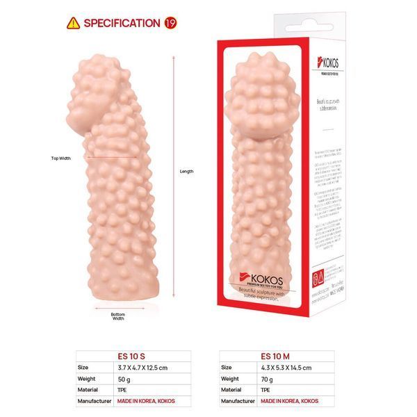 Насадка на член, потовщувальна, стимулюючий рельєф, розмір M - Kokos Extreme Sleeve ES.10 М SO1820 фото