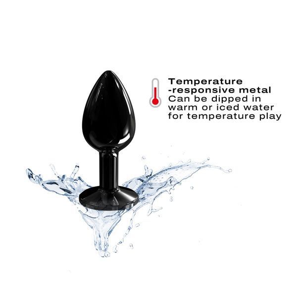 Металева анальна пробка з чорним кристалом, розмір S - Dorcel Diamond Plug SO7808 фото