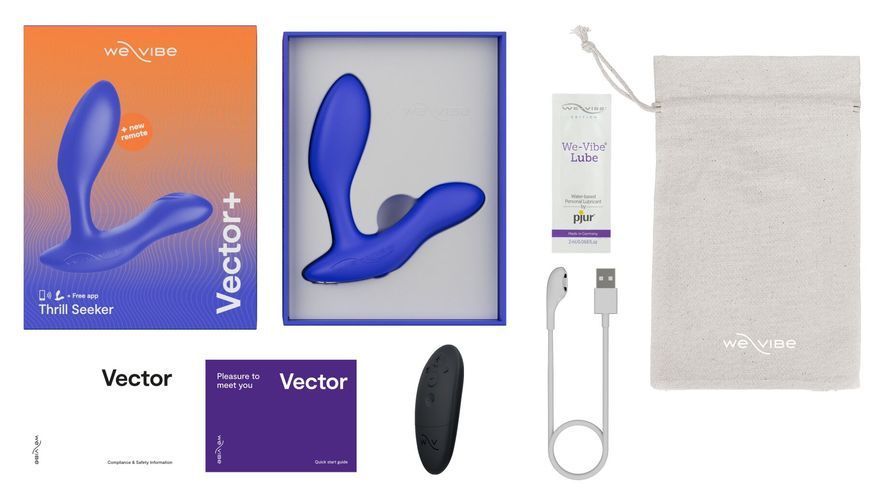 Смарт-вібромасажер простати, пульт ДУ, регульований кут нахилу We-Vibe Vector+ ROYAL BLUE SO8242 фото