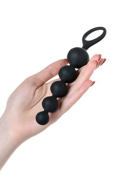 Набір анальних намистин, макс. діаметр 3,3 см та 3,5 см, силікон - Satisfyer Beads Black SO2740 фото