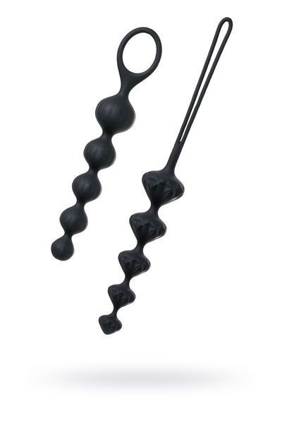 Набір анальних намистин, макс. діаметр 3,3 см та 3,5 см, силікон - Satisfyer Beads Black SO2740 фото