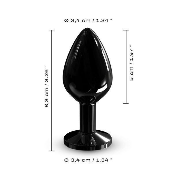 Металева анальна пробка з чорним кристалом, розмір M - Dorcel Diamond Plug SO7809 фото