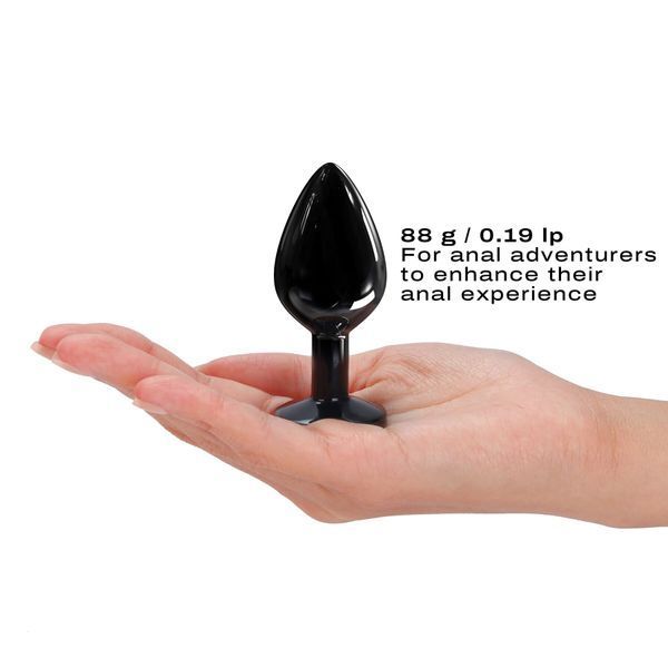 Металева анальна пробка з чорним кристалом, розмір M - Dorcel Diamond Plug SO7809 фото