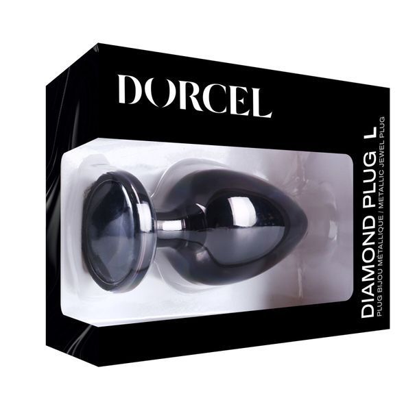 Металева анальна пробка з чорним кристалом, розмір L - Dorcel Diamond Plug SO7810 фото