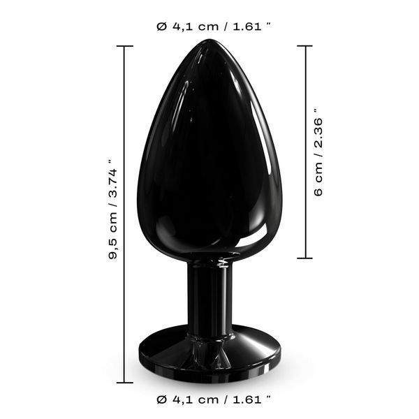 Металева анальна пробка з чорним кристалом, розмір L - Dorcel Diamond Plug SO7810 фото
